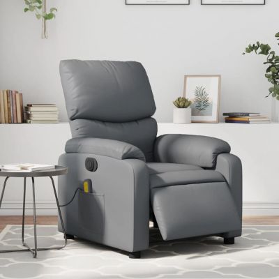 Gossi fotoliu de masaj electric rabatabil, gri, piele ecologica