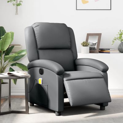 Gossi fotoliu de masaj electric rabatabil, gri, piele ecologica