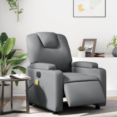 Gossi fotoliu de masaj electric rabatabil, gri, piele ecologica