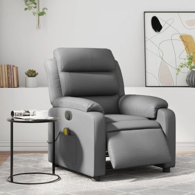Gossi fotoliu de masaj electric rabatabil, gri, piele ecologica