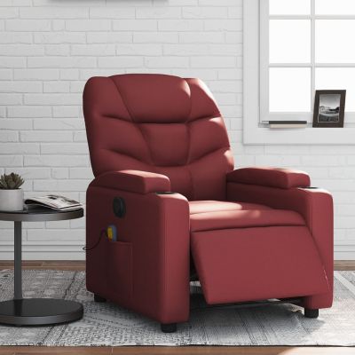 Gossi fotoliu de masaj electric rabatabil, rosu vin, piele ecologica
