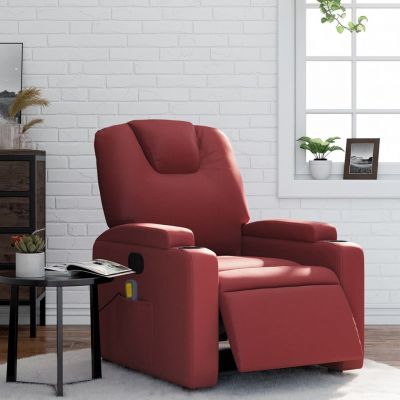 Gossi fotoliu de masaj electric rabatabil, rosu vin, piele ecologica