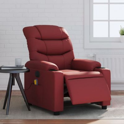 Gossi fotoliu de masaj electric rabatabil, rosu vin, piele ecologica