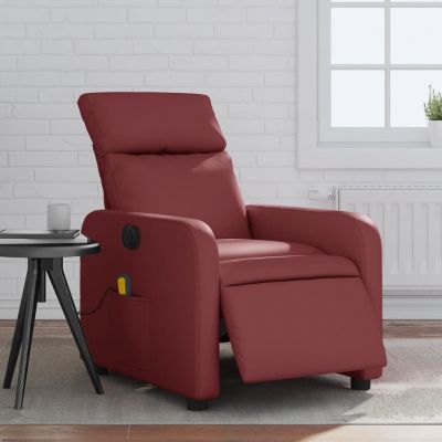 Gossi fotoliu de masaj electric rabatabil, rosu vin, piele ecologica