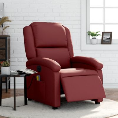 Gossi fotoliu de masaj electric rabatabil, rosu vin, piele ecologica