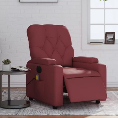Gossi fotoliu de masaj electric rabatabil, rosu vin, piele ecologica