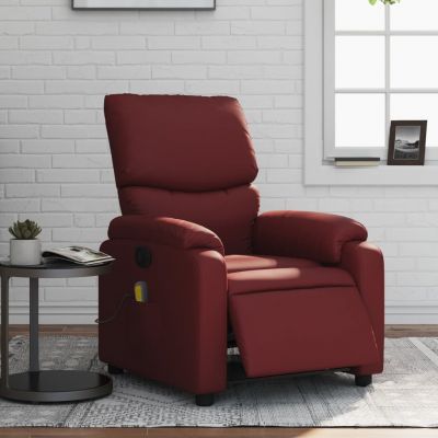 Gossi fotoliu de masaj electric rabatabil, rosu vin, piele ecologica