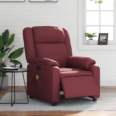Gossi fotoliu de masaj electric rabatabil, rosu vin, piele ecologica