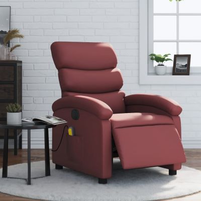 Gossi fotoliu de masaj electric rabatabil, rosu vin, piele ecologica