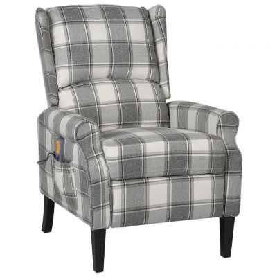 Gossi fotoliu de masaj rabatabil, alb gri, material textil