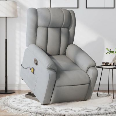 Gossi fotoliu de masaj rabatabil cu ridicare, gri deschis, textil