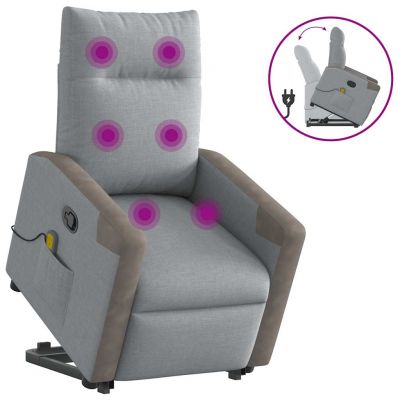 Gossi fotoliu de masaj rabatabil cu ridicare, gri deschis, textil