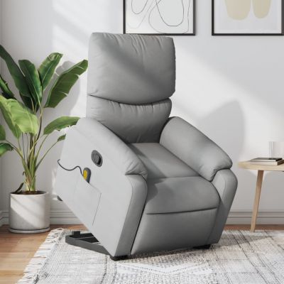 Gossi fotoliu de masaj rabatabil cu ridicare, gri deschis, textil