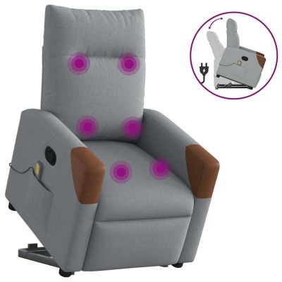 Gossi fotoliu de masaj rabatabil cu ridicare, gri deschis, textil