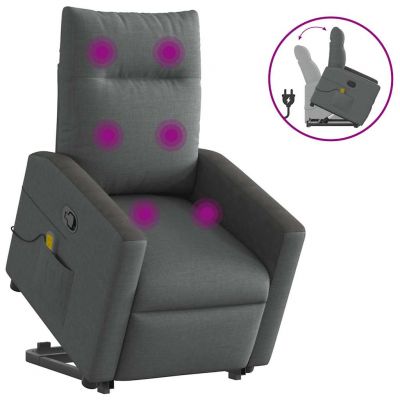 Gossi fotoliu de masaj rabatabil cu ridicare, gri inchis, textil