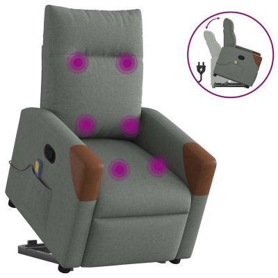 Gossi fotoliu de masaj rabatabil cu ridicare, gri inchis, textil