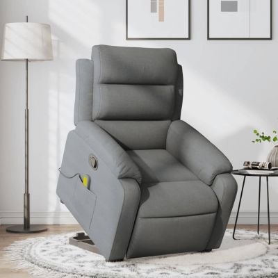 Gossi fotoliu de masaj rabatabil cu ridicare, gri inchis, textil