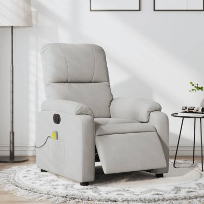 Gossi fotoliu de masaj rabatabil electric, gri deschis, microfibra