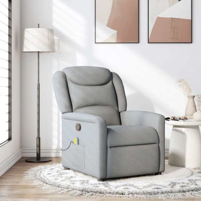 Gossi fotoliu de masaj rabatabil, gri deschis, textil