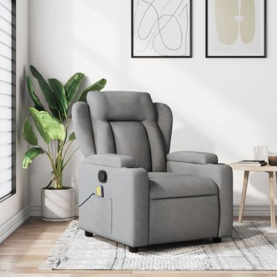 Gossi fotoliu de masaj rabatabil, gri deschis, textil