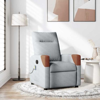 Gossi fotoliu de masaj rabatabil, gri deschis, textil