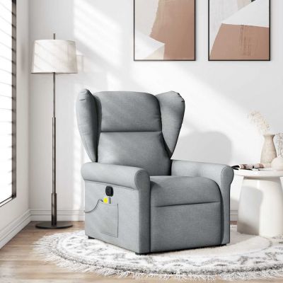 Gossi fotoliu de masaj rabatabil, gri deschis, textil
