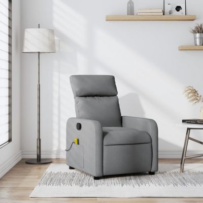 Gossi fotoliu de masaj rabatabil, gri deschis, textil