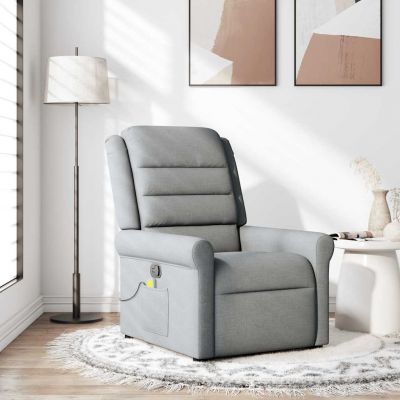 Gossi fotoliu de masaj rabatabil, gri deschis, textil