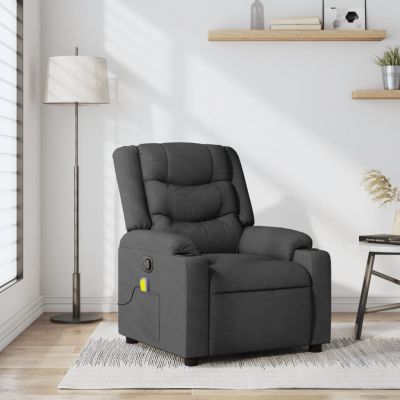 Gossi fotoliu de masaj rabatabil, gri inchis, material textil