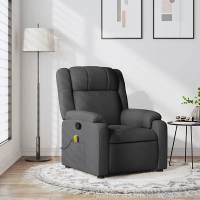 Gossi fotoliu de masaj rabatabil, gri inchis, material textil
