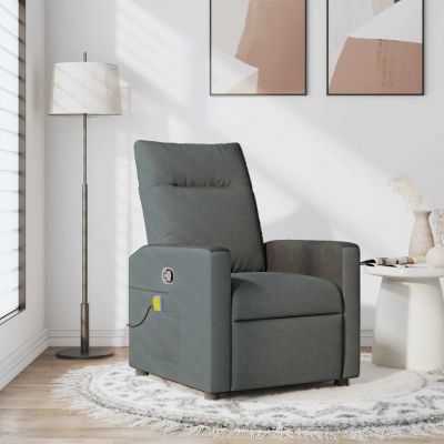 Gossi fotoliu de masaj rabatabil, gri inchis, material textil