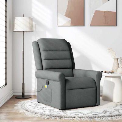 Gossi fotoliu de masaj rabatabil, gri inchis, material textil