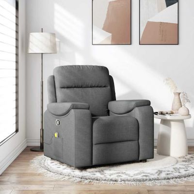 Gossi fotoliu de masaj rabatabil, gri inchis, material textil