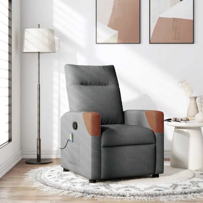 Gossi fotoliu de masaj rabatabil, gri inchis, material textil