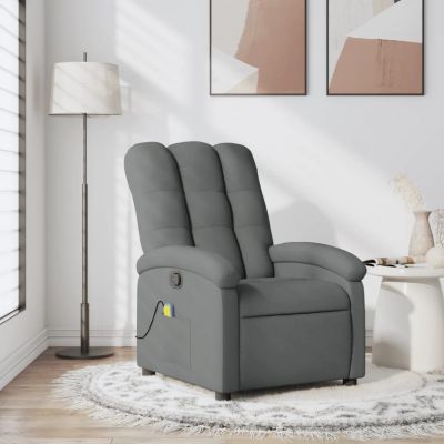 Gossi fotoliu de masaj rabatabil, gri inchis, material textil