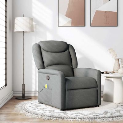 Gossi fotoliu de masaj rabatabil, gri inchis, material textil
