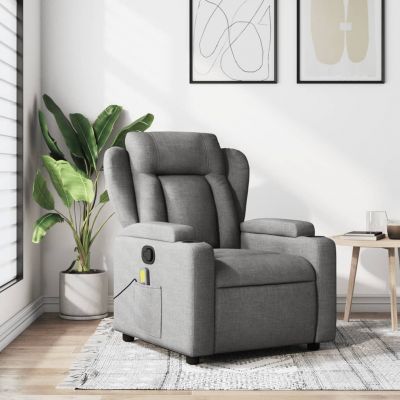 Gossi fotoliu de masaj rabatabil, gri inchis, material textil