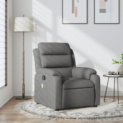 Gossi fotoliu de masaj rabatabil, gri inchis, material textil
