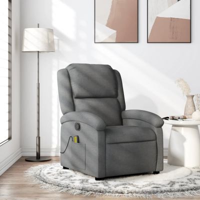 Gossi fotoliu de masaj rabatabil, gri inchis, material textil