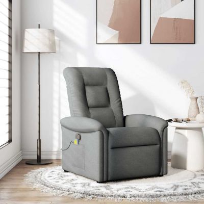 Gossi fotoliu de masaj rabatabil, gri inchis, material textil