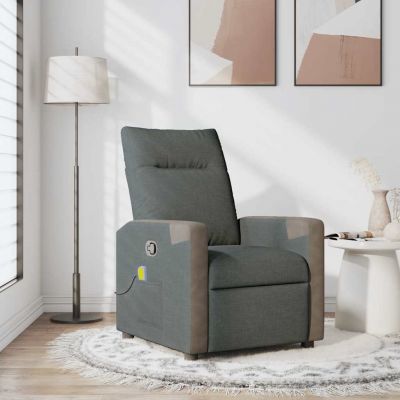 Gossi fotoliu de masaj rabatabil, gri inchis, material textil