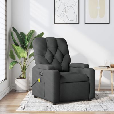 Gossi fotoliu de masaj rabatabil, gri inchis, material textil