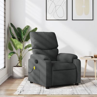 Gossi fotoliu de masaj rabatabil, gri inchis, material textil