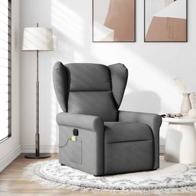 Gossi fotoliu de masaj rabatabil, gri inchis, material textil