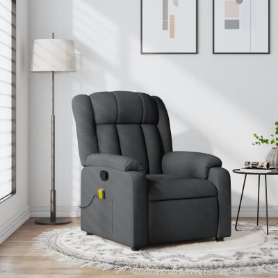 Gossi fotoliu de masaj rabatabil, gri inchis, material textil