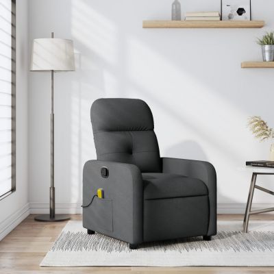 Gossi fotoliu de masaj rabatabil, gri inchis, material textil