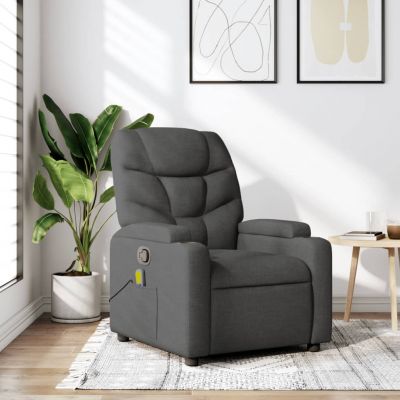 Gossi fotoliu de masaj rabatabil, gri inchis, material textil