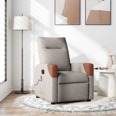 Gossi fotoliu de masaj rabatabil, gri taupe, material textil