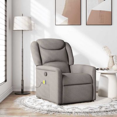 Gossi fotoliu de masaj rabatabil, gri taupe, material textil
