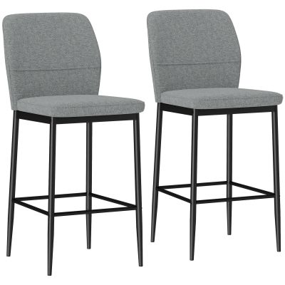 HOMCOM Set de 2 Scaune de Bar cu Spătar, 41x52x97 cm, Gri | Aosom Romania